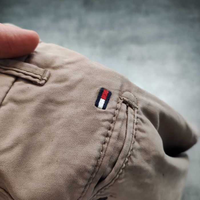 MĘSKIE Eleganckie Smart Casuals Beżowe Spodnie Chino Tommy Hilfiger