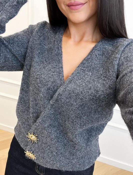 Sweterek damski sweter kardigan hit viral style new hot must have grey