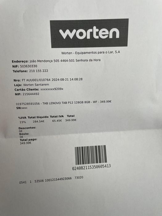 Tablet Lenovo Tab P12 - 128gb 8GB - WF