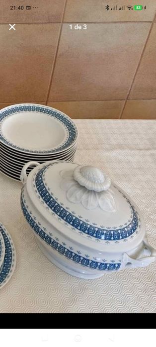 Serviço de jantar Vista Alegre VIANA Azul Cobalto Marca 34(1971-1980)NOVO(41 peças)