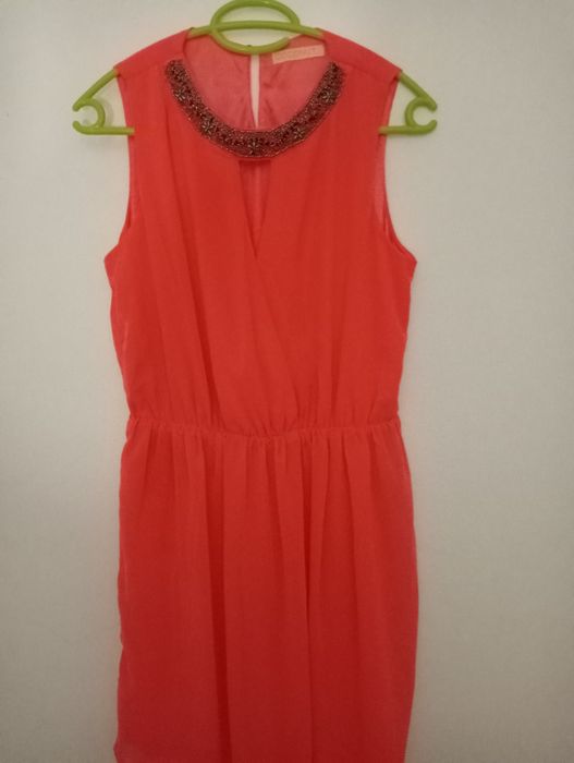 Vestido cetim laranja