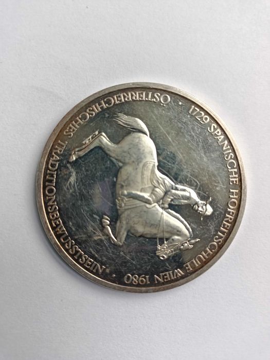 Austria Hofreitschule 1980 Medal Srebro Ag 925 waga 35 gram