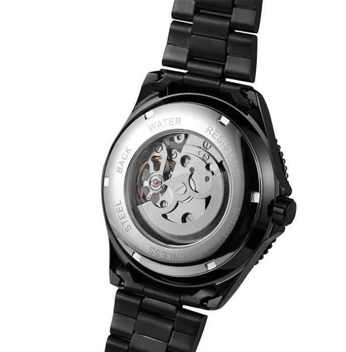 Механічний чоловічий наручний годинник мужские черные часы Skeleton 1