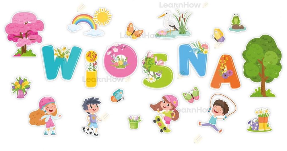 Dekoracje okienne - Wiosenne zabawy 23el XL LearnHow folia,300x120 mm