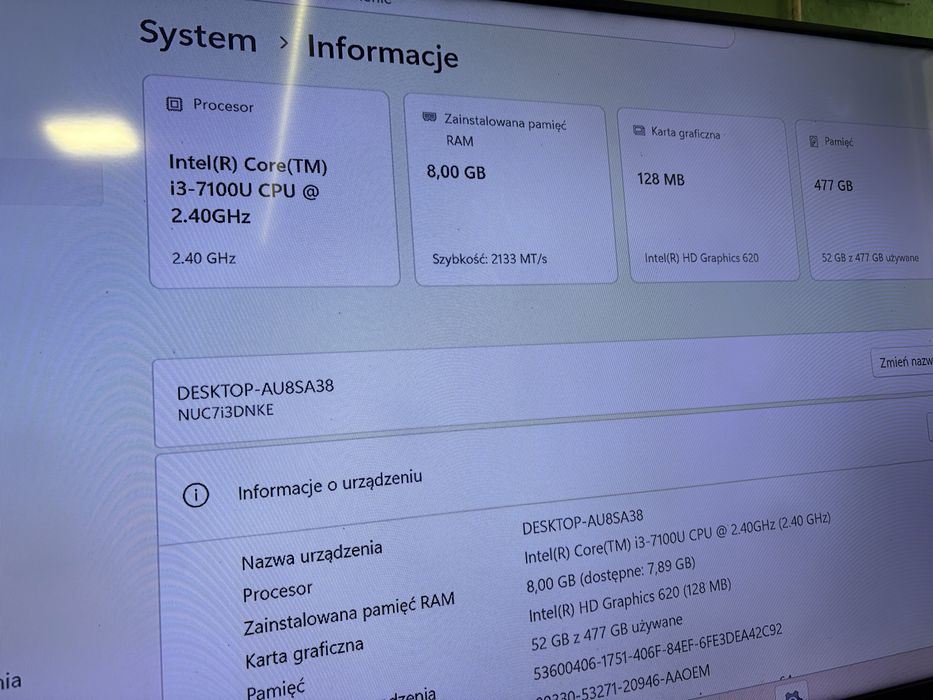 Mini PC komputer Intel NUC NUC7i3DNKE