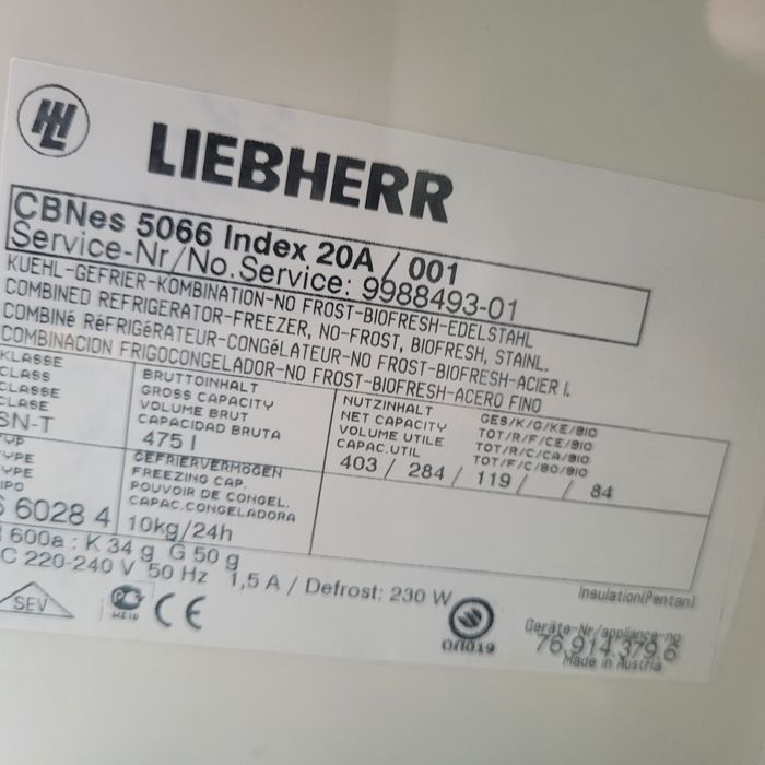 Lodowko zamrazarka firmy Liebherr 200x75x60.