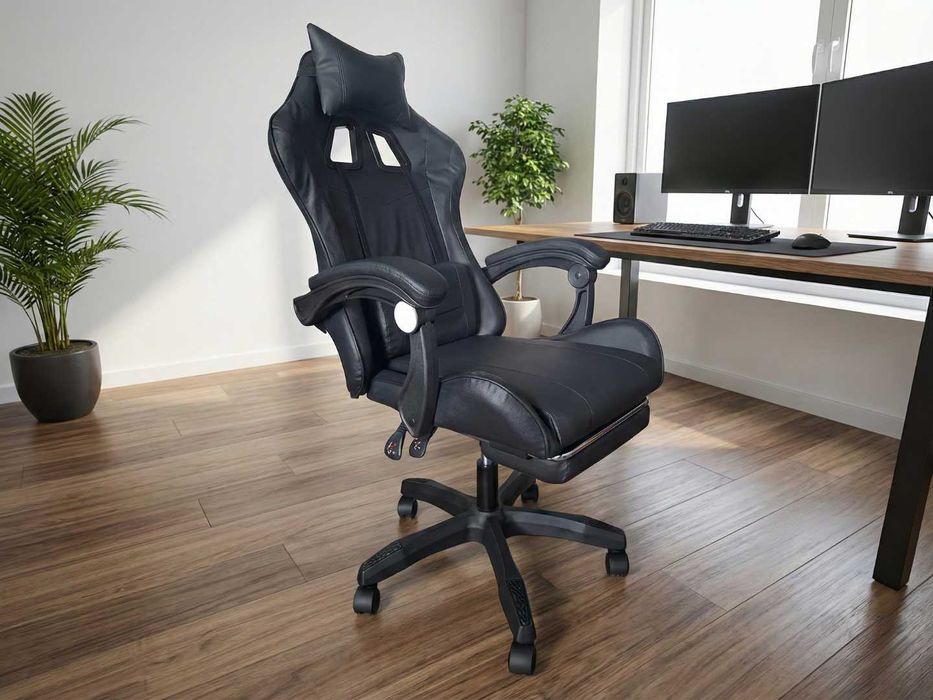 FOTEL GAMINGOWY Ergonomiczny Podnóżek Krzesło Biurowe Obrotowe