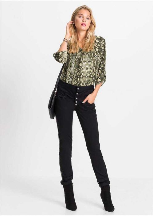 26) ARIZONA czarne spodnie z lampasami 46 Nowe