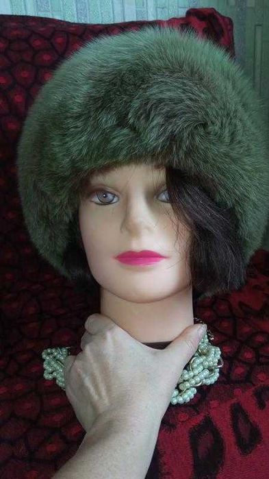 100% мех песца шапка песцовая шапочка шуба куртка дублёнка полушубок