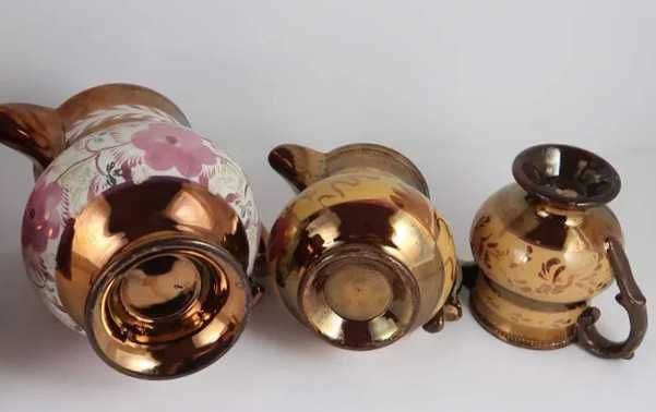 3 Jarros antigos em porcelana Lustrina