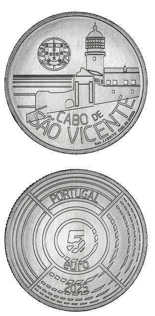 Moeda 5 € Cupro-Níquel - Faróis de Portugal - Cabo de São Vicente