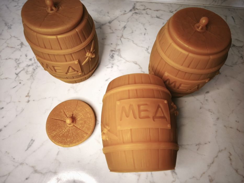 Воскова бочечка для меду  500 мл. 100% бджолиний віск. Еко тара.