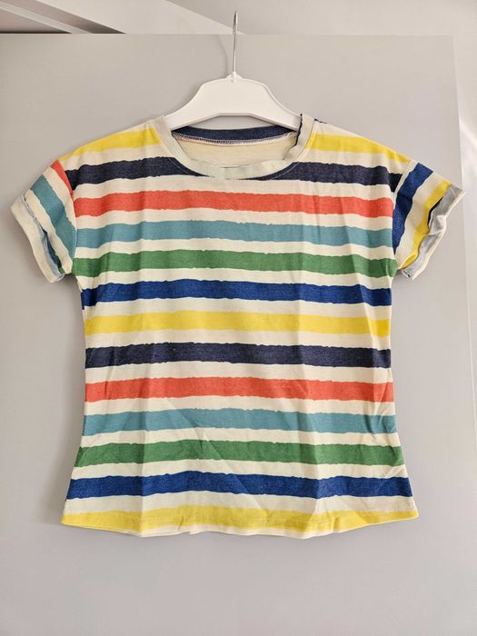T-shirt bluzka w paski kolorowa z krótkim rękawem