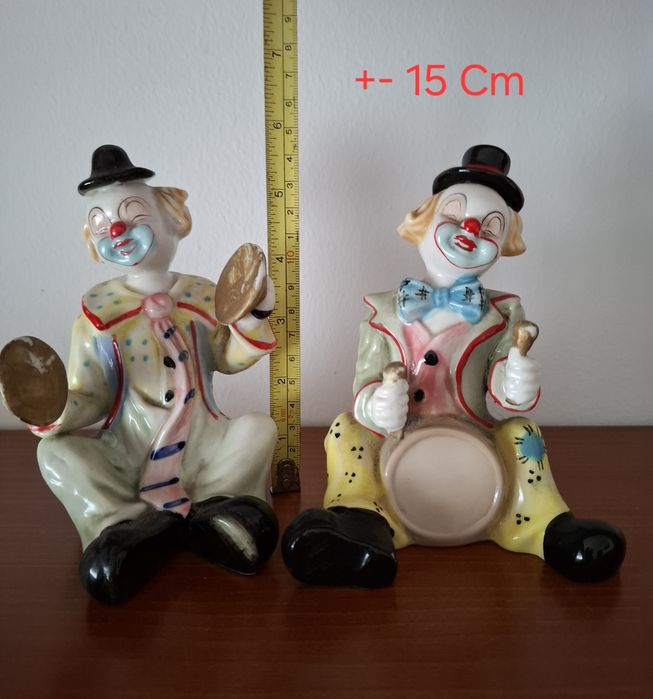 Estátua Estatueta Figura Palhaços Em Porcelana