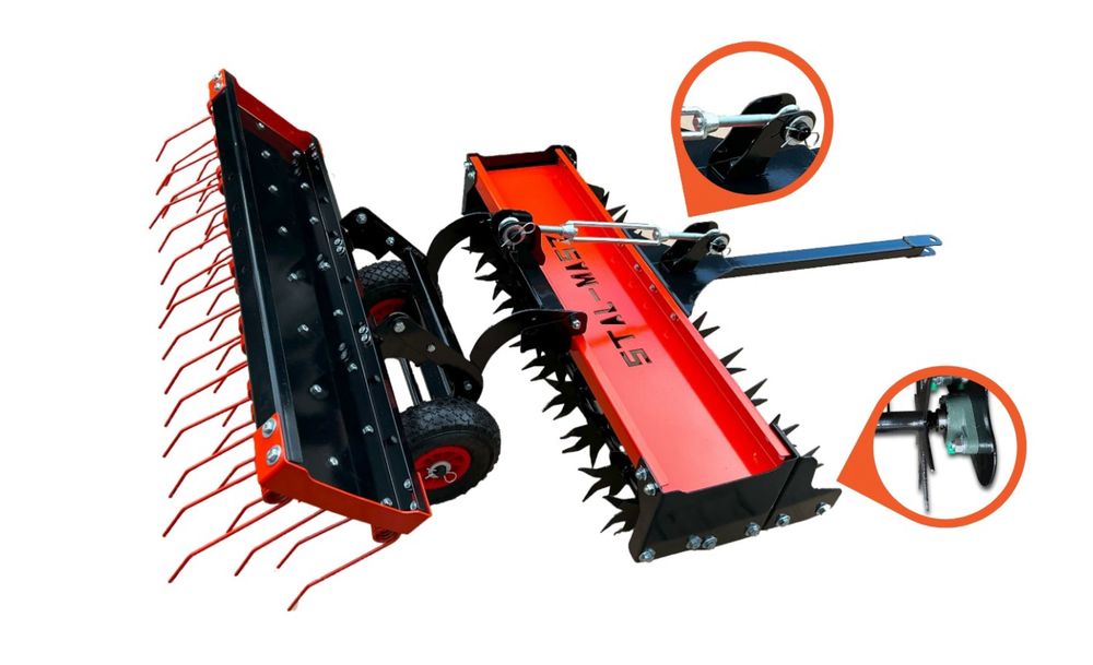Aerator 3 Rzędowy wertykulator z broną sprezynową NOWOŚĆ z napędem