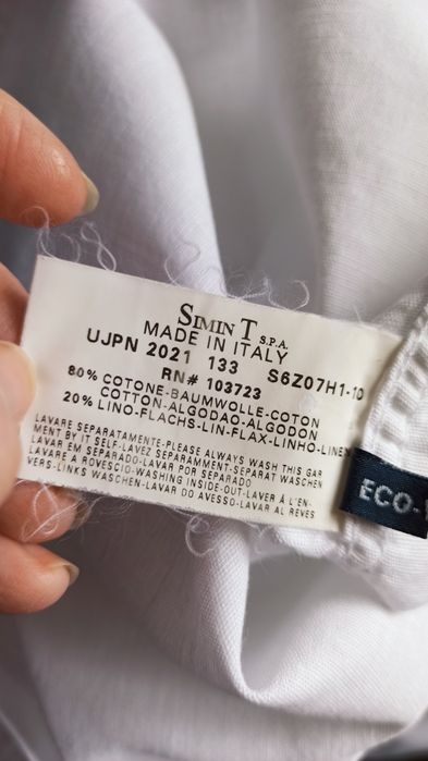 Sg Biała koszula męska XL , XXL Armani bawełna + len