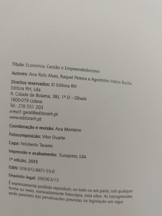Livro para vários cursos superiores Economia, Gestão e Empreendorismo