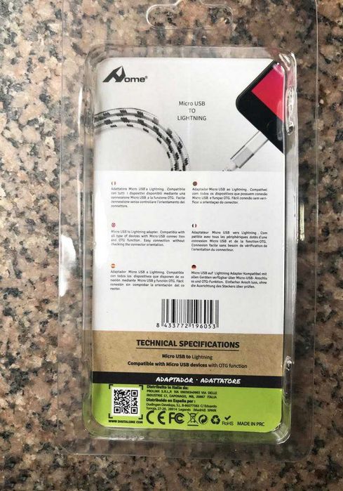 Porta-chaves Adaptador Micro USB para lightning (iPhone/iPad/iPod)