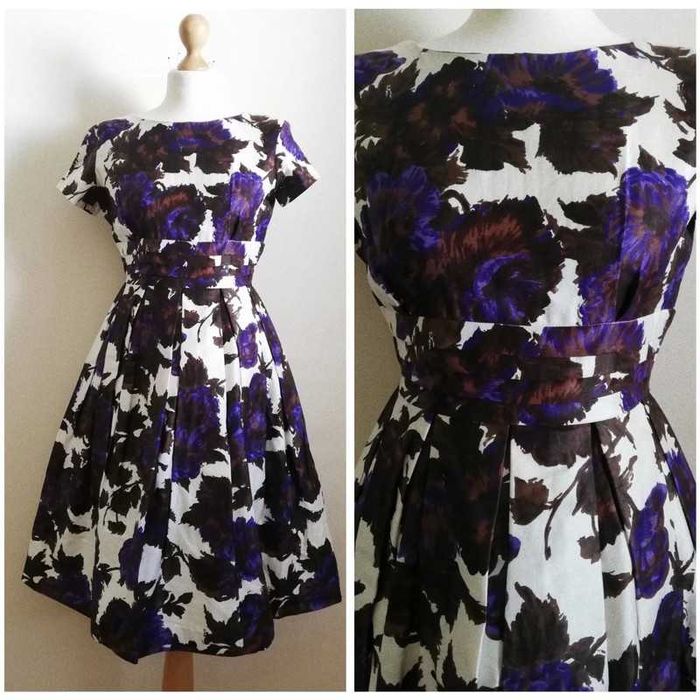 Sukienka midi retro vintage rozkloszowana kwiaty pin up 50s 60s 60te