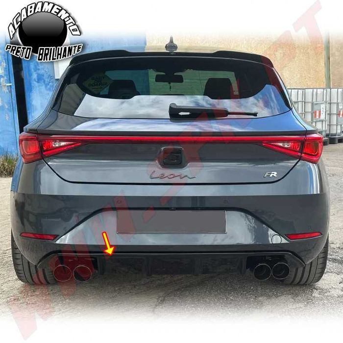 Difusor Traseiro - Seat Leon Mk4 FR (2020-) - Preto Brilhante - Novo