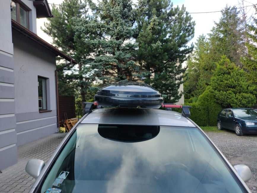 Aerodynamiczny, czarny metalik box MB Altitude 450, narty max 205 cm
