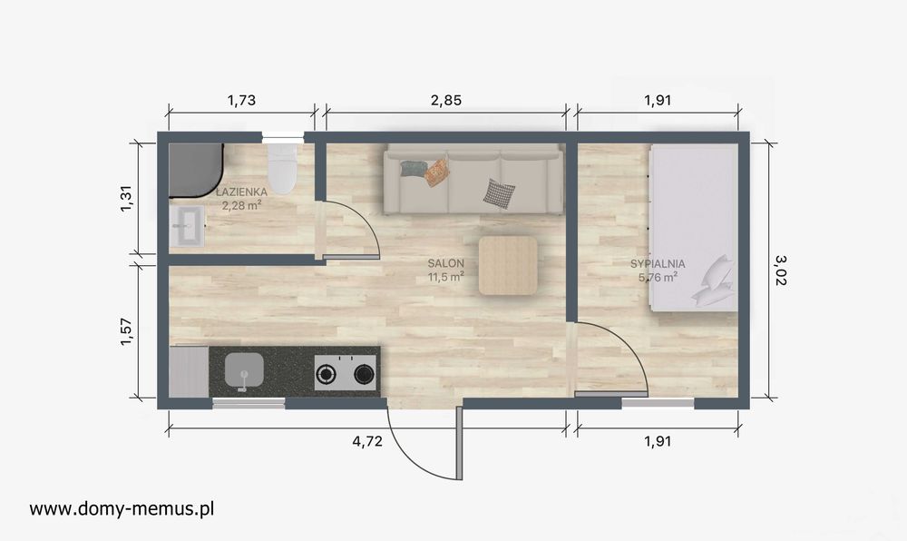 Domek drewniany ocieplony 8mx3,2m