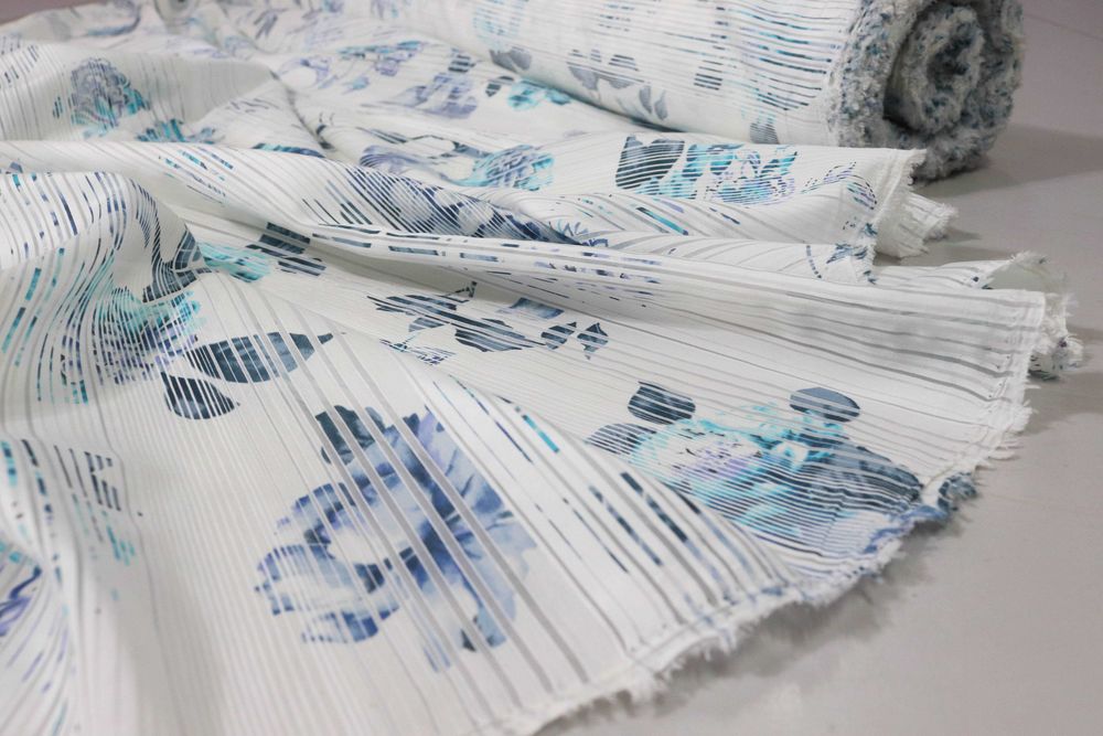 Szyfon żakardowy organza stripe tkanina w kwiaty materiał paski koszula 2m