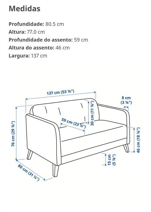 Sofá 2 lugares, Vissle bege