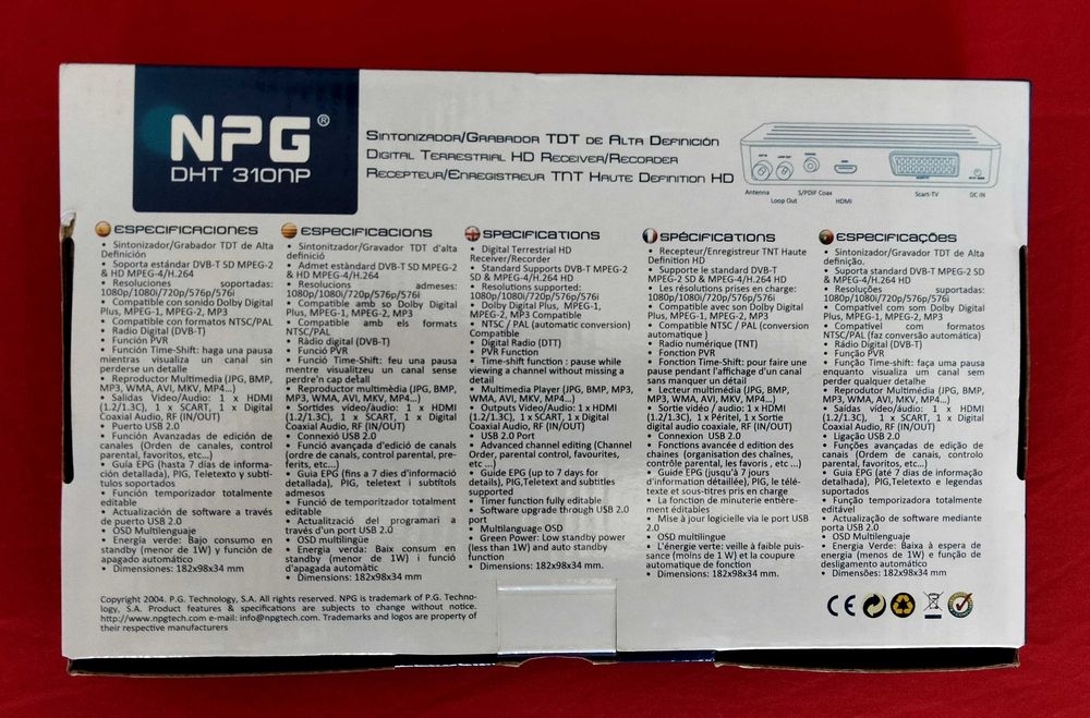 TDT sintonizador gravador de alta definição NPG-DHT 310NP