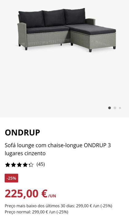 Sofá jardim 3 lugares + mesa de apoio