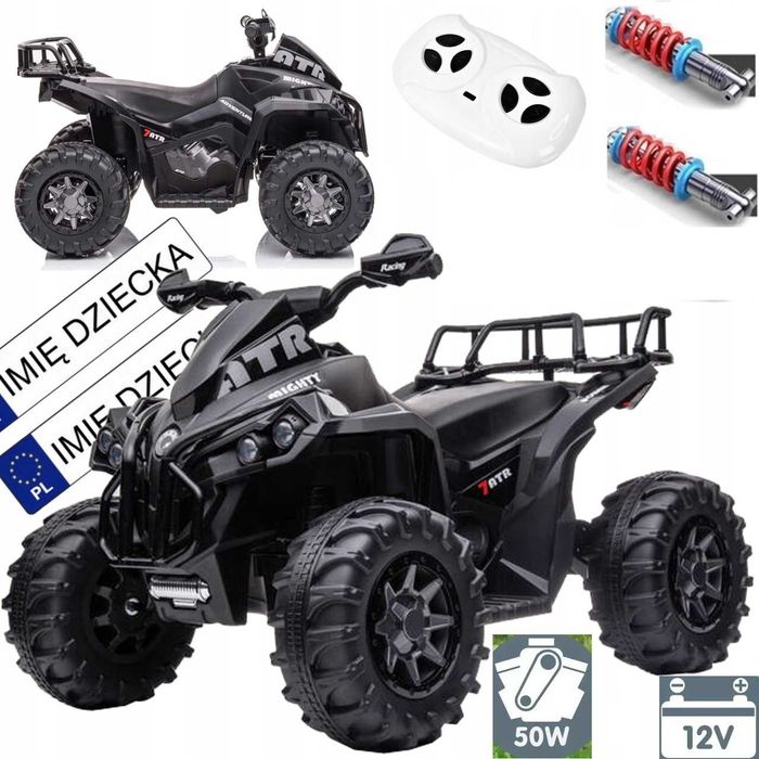 DUŻY QUAD na akumulator dla dzieci MP3 + LED + GUMOWE KOŁA + SKÓRA + PILOT