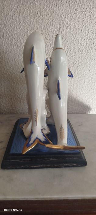 Estátua de Porcelana Golfinhos