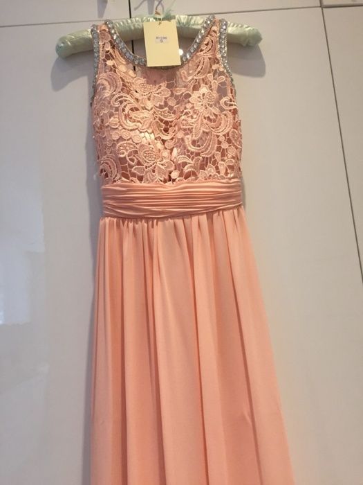 Suknia sukienka długa koronka S kryształki diamenty wesele Eva&Lola