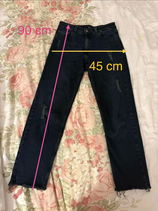 Szare czarne jeansy only z przetarciami S 36 27/32