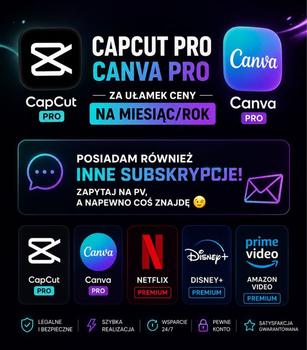 Capcut pro  / canva pro  /ogolne aplikacje