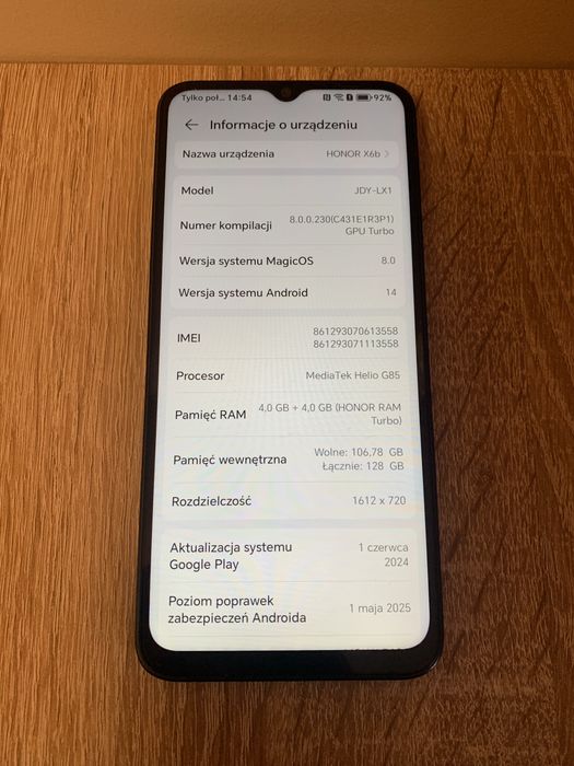 Telefon HONOR X6b 4/128GB 6.56" 90Hz Czarny