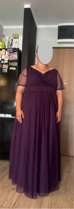 Sukienka maxi fioletowa z brokatem
