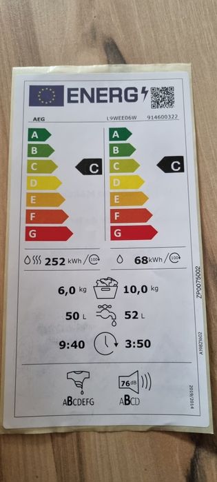 Pralko suszarka AEG model L9WEE06W