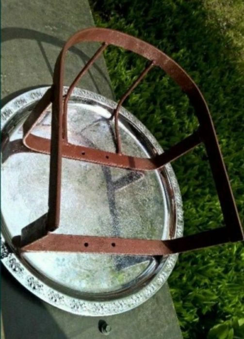 Bagażnik rower dziecko fotelik stary zabytkowy metal brązowy