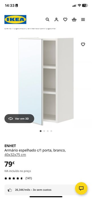 Armário de WC com espelho ikea