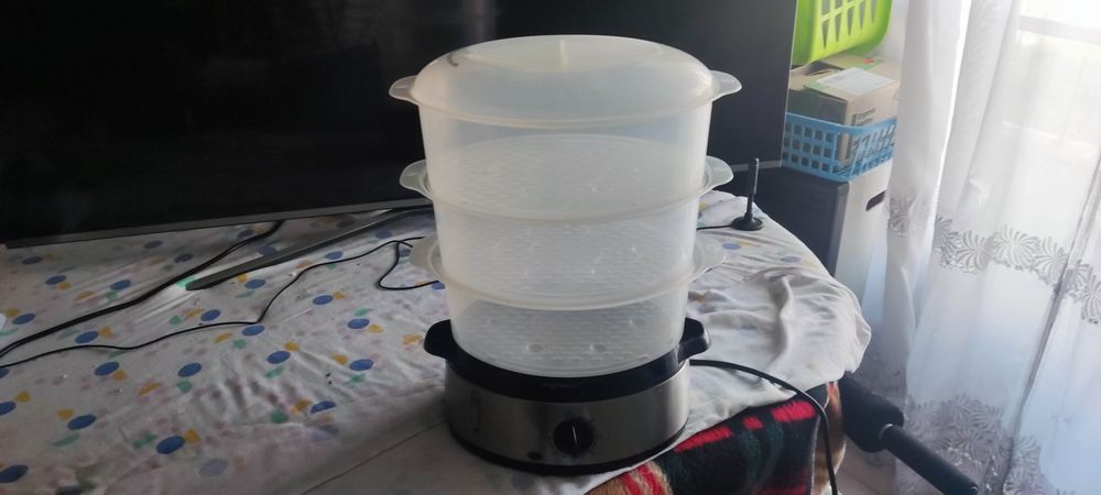 Máquina de Cozer a Vapor Inox 3 Níveis Removíveis 9L Extra Grande