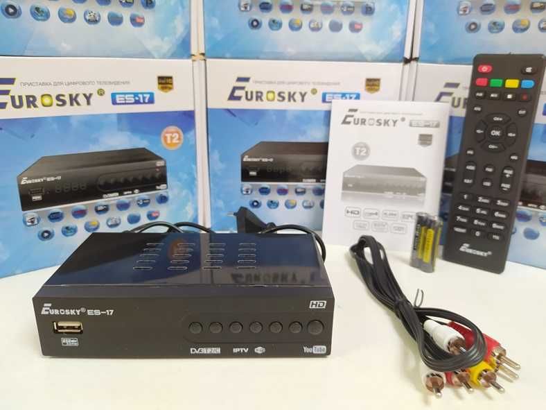 Тюнер приемник приставка Т2 EuroSky ES-17 YouTube IPTV MeGoGo DVB-C/T2