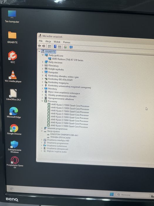 Komputer Gamingowy: Ryzen 5 1500X- 4R/8W/Dyski 628GB/16GB RAM/MSI-2GB/