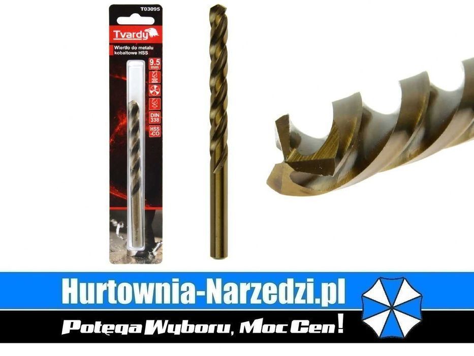 3-płetwy! Wiertło do metalu 9,5mm 5% kobaltu HSS M35 wiertło 9.5mm