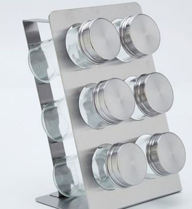 Conjunto de 6 frascos de especiarias com suporte - Novo