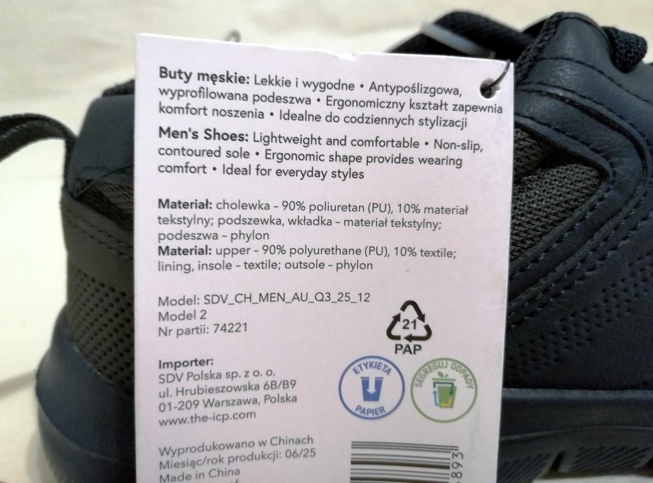 Lekkie męskie buty sportowe 44 niebieskie półbuty