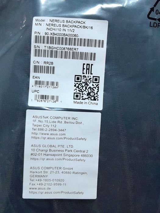 Mochila Asus Nereus para Portátil até 16'' - Nova