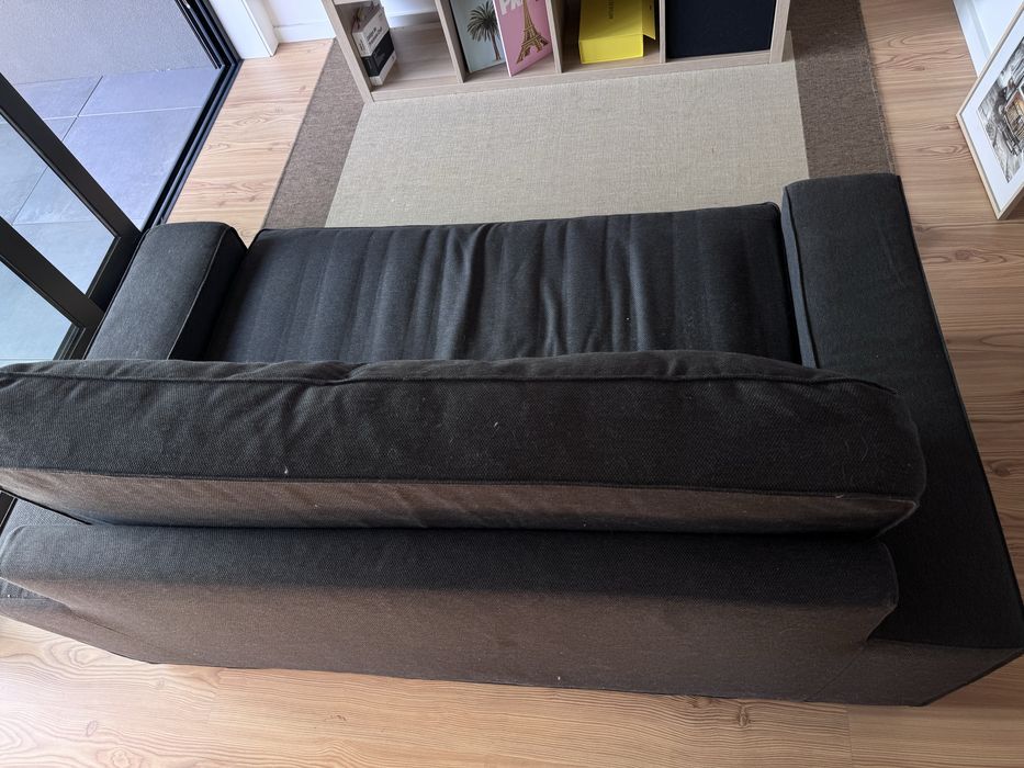 Sofá cama cinzeto/ Azul escuro