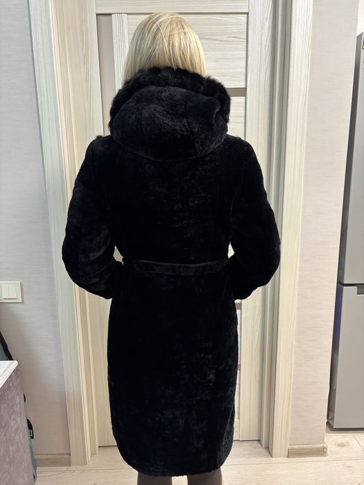 Шуба натуральна норка мутон чорна розмір S