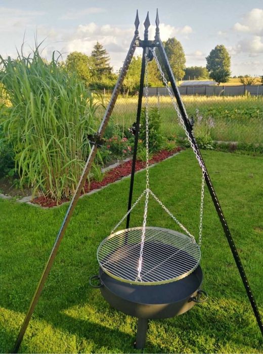 Grill,komplet 80 cm,ruszt kwasoodporny,trójnóg palenisko 4mm